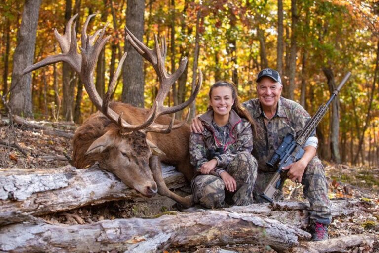 Father and Daughter with a beautiful Red Stag.
